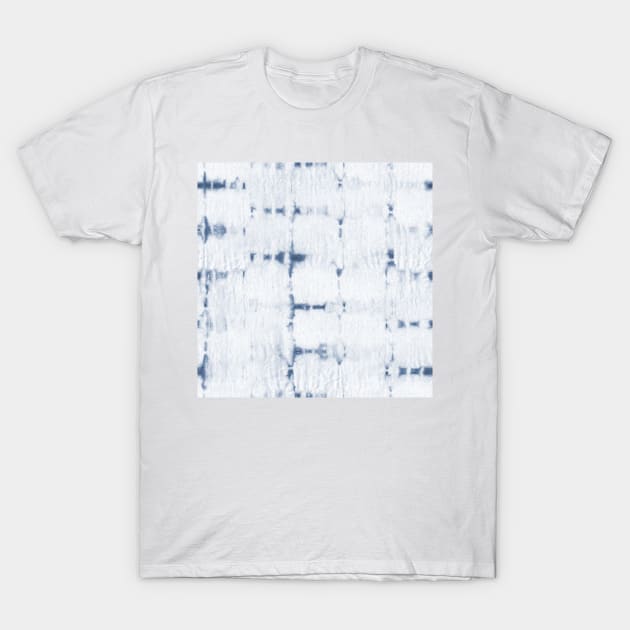 Soft texture of Shibori squares - navy blue and white T-Shirt by marufemia